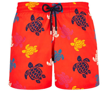 Red Print Father/Son Rd Trt Mlt Stch Men Moorise Swimsuit