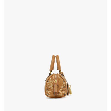 Women MCM x BAPE Ella Boston bag in Visetos - Cognac