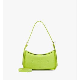 Women Aren Flap Hobo in Embossed Monogram Leather - Acid Lime