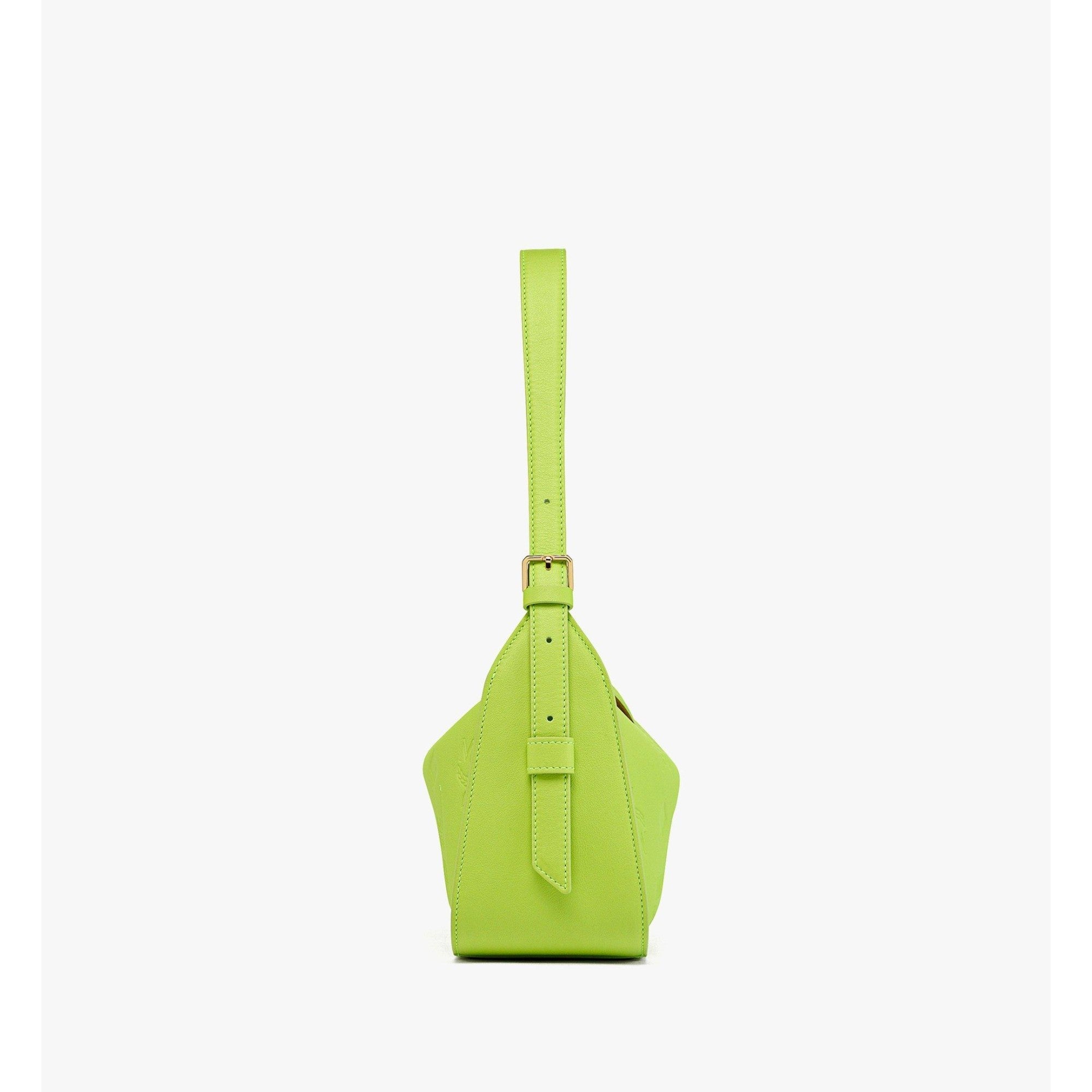 Women Aren Flap Hobo in Embossed Monogram Leather - Acid Lime