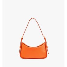 Women Aren Flap Hobo Bag in Embossed Monogram Leather - Orange Slice