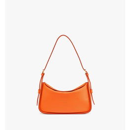 Women Aren Flap Hobo Bag in Embossed Monogram Leather - Orange Slice