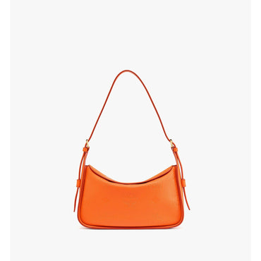 Women Aren Flap Hobo Bag in Embossed Monogram Leather - Orange Slice