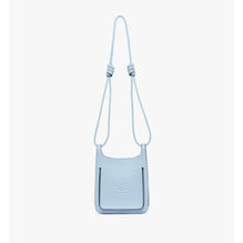 Women Himmel Hobo in Embossed Logo Leather - Ancient Blue