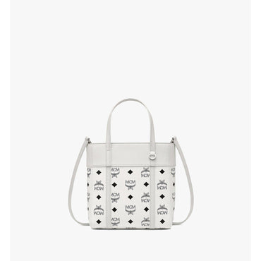 Women Toni Top-Zip Shopper in Visetos Leather Mix - White