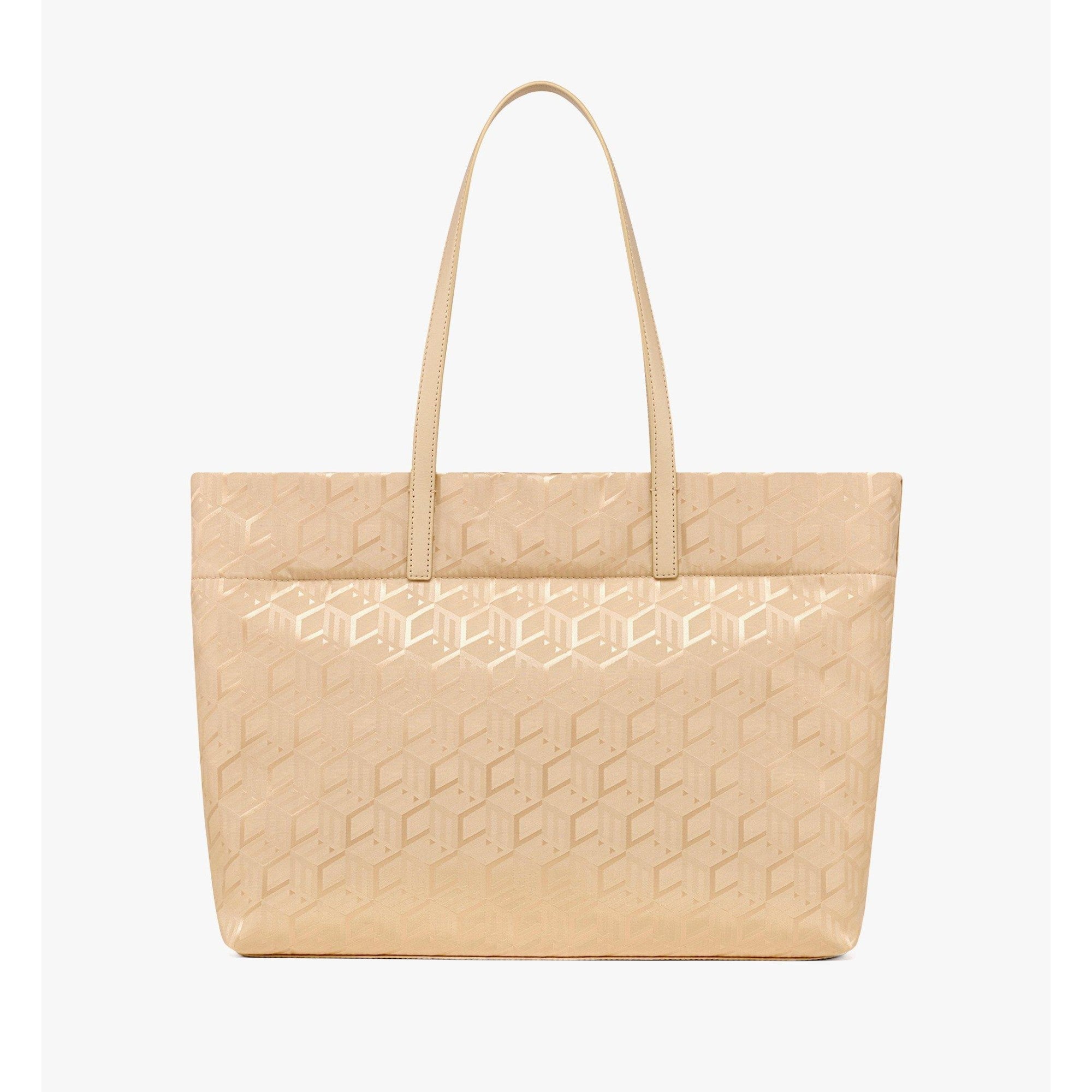 Women Aren Shopper in Cubic Jacquard Nylon - Semolina