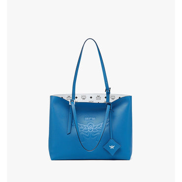 Women Himmel Shopper in Embossed Logo Leather - New Munich Blue