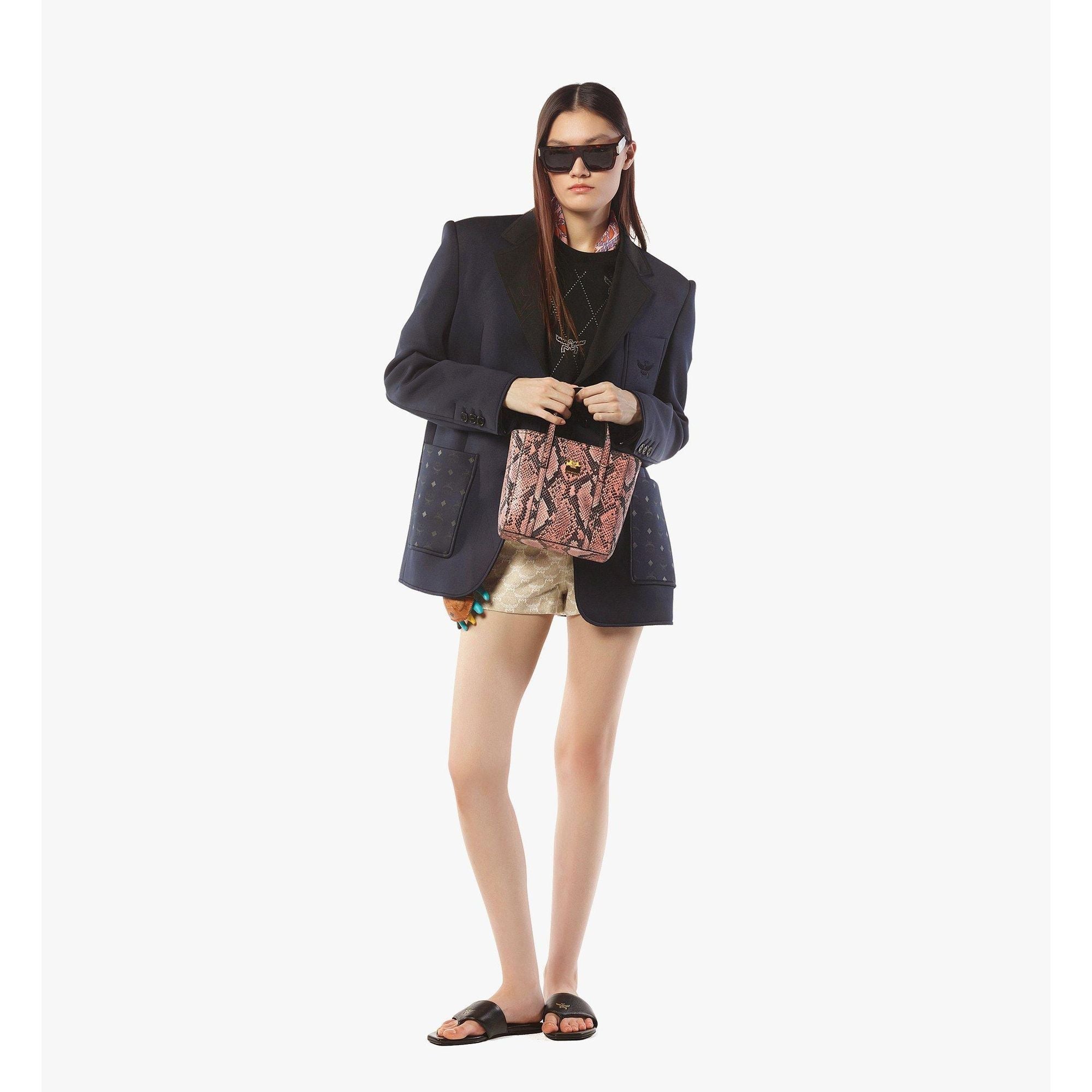 Women Toni Top-zip Shopper In Python Print Coronet - Blush Pink