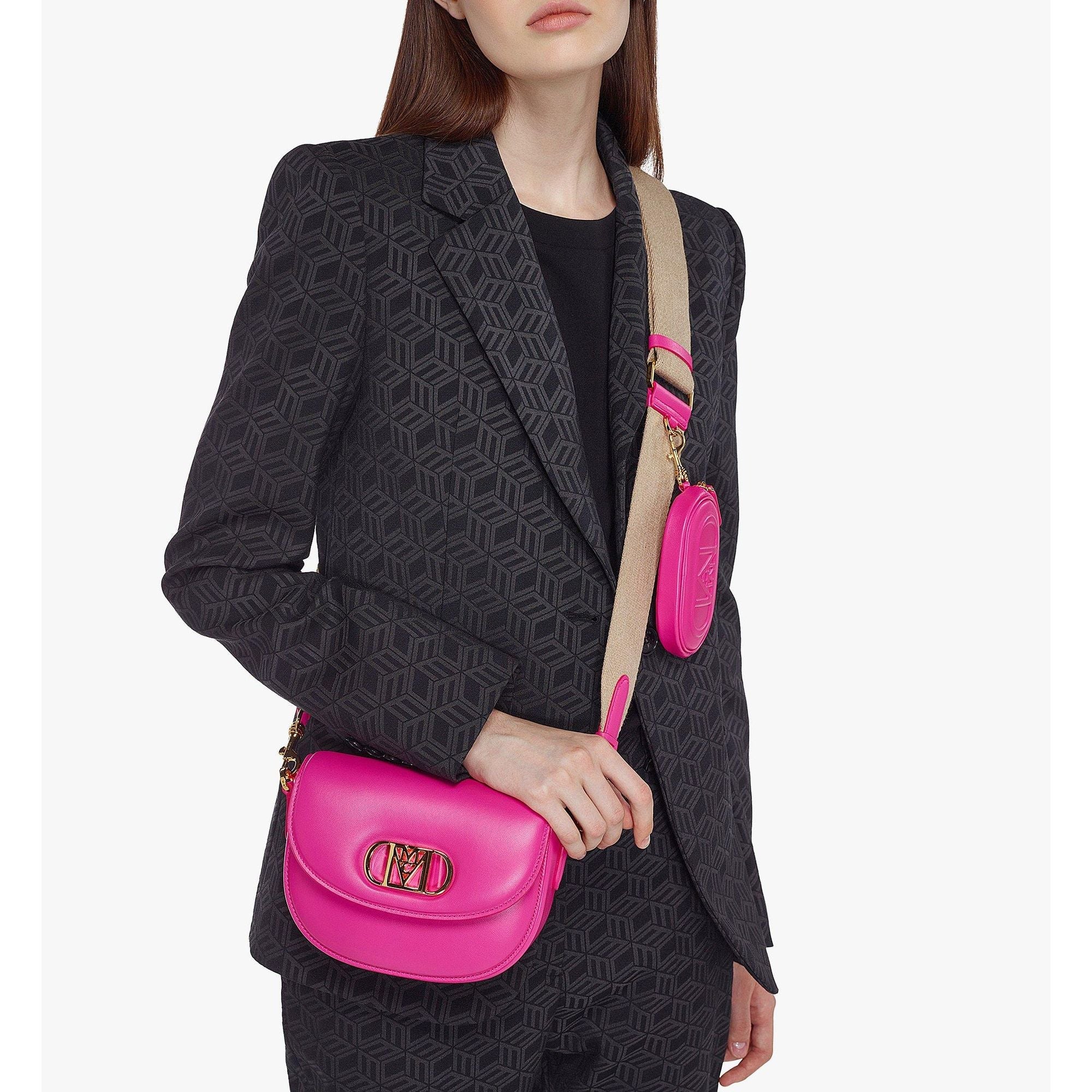 Women Mode Travia Crossbody / Pouch Charm In Lamb Nappa Leather - Fuchsia Purple