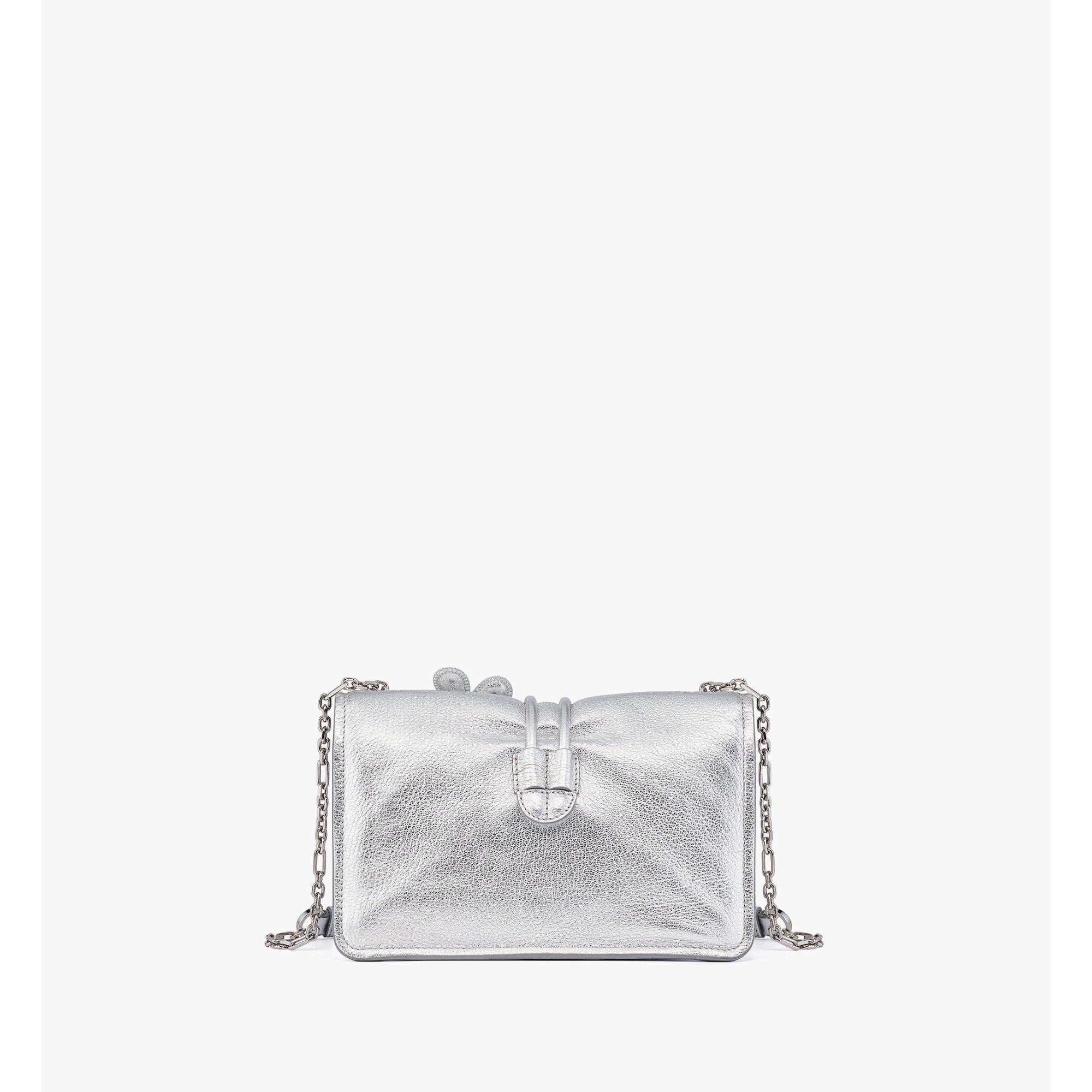 Women Upcycling Project M Candy Shoulder Bag in Metallic Goatskin Leather - Disco Silver