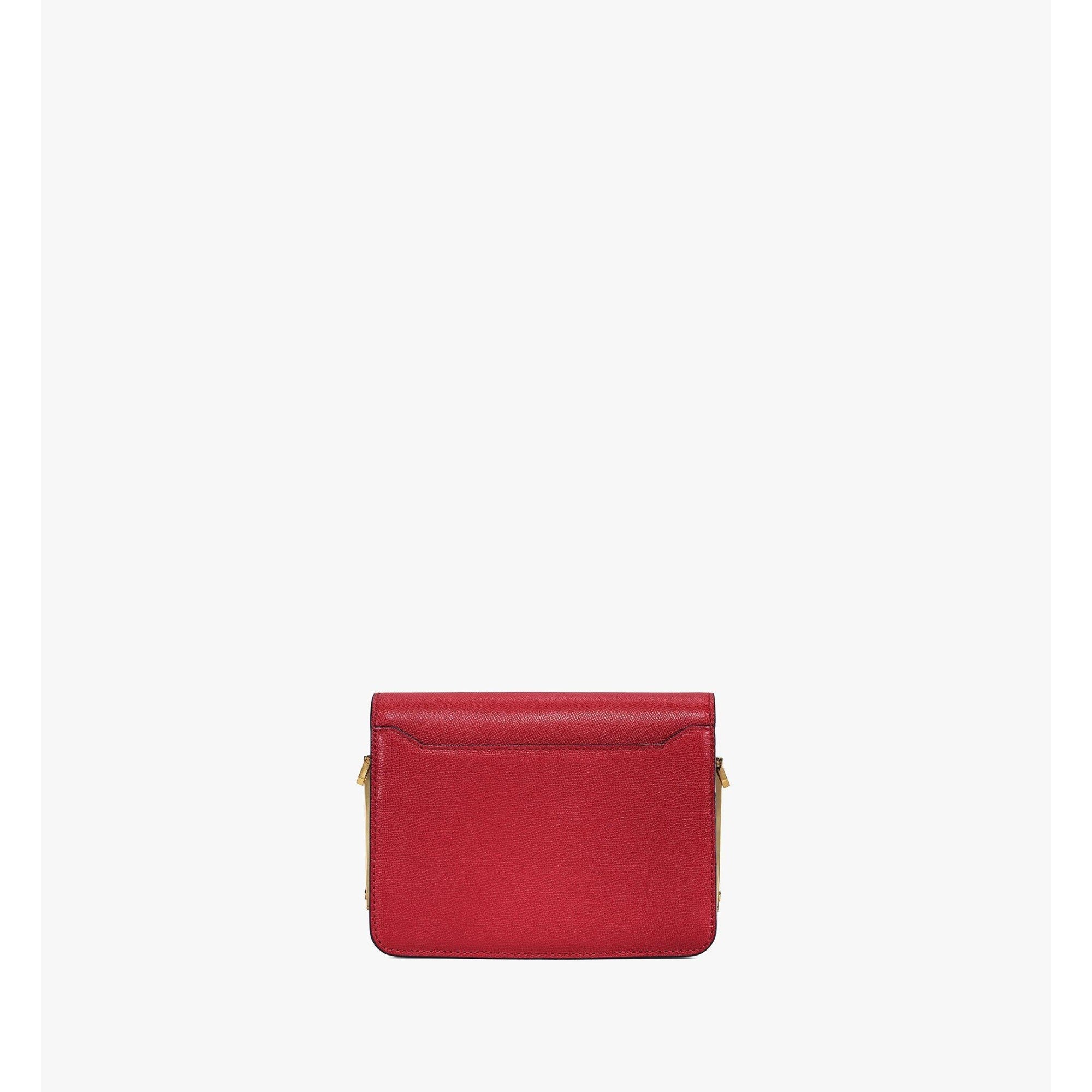 Women Travia Shoulder Bag in Visetos Leather Block - Ruby Red