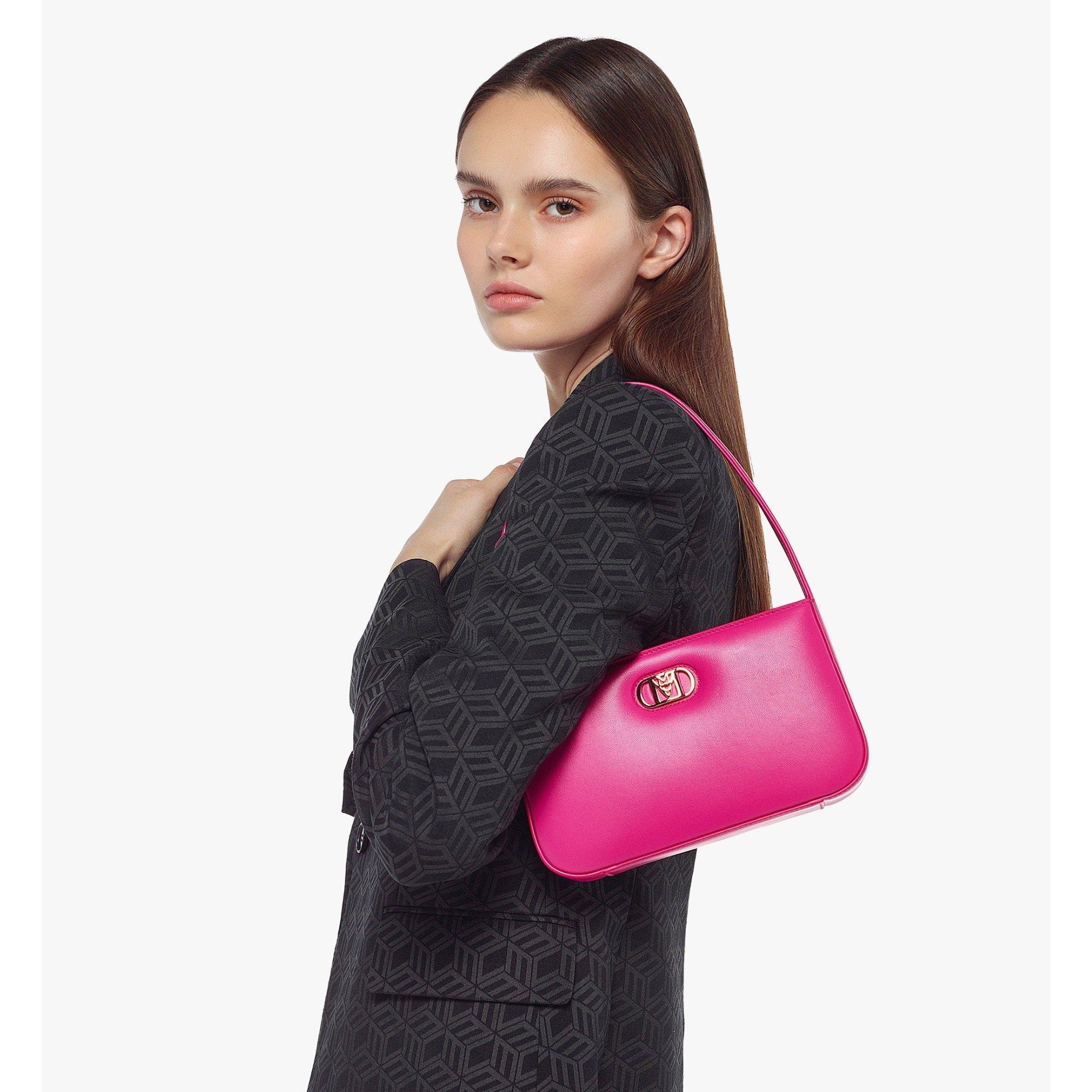 Women Mode Travia Shoulder Bag in Lamb Nappa Leather - Fuchsia Purple