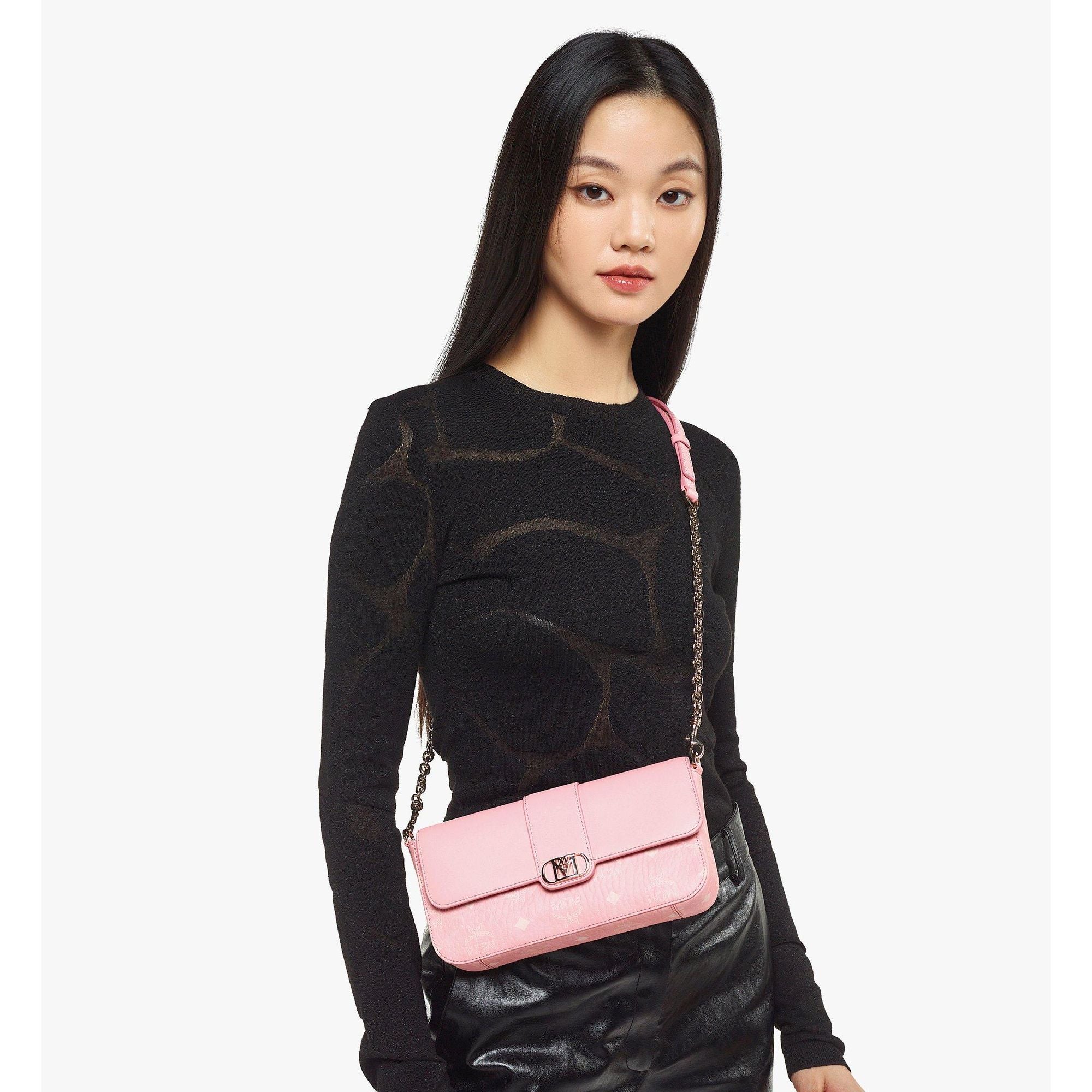 Women Mode Travia Shoulder Bag In Visetos Leather Mix - Blossom Pink Visetos