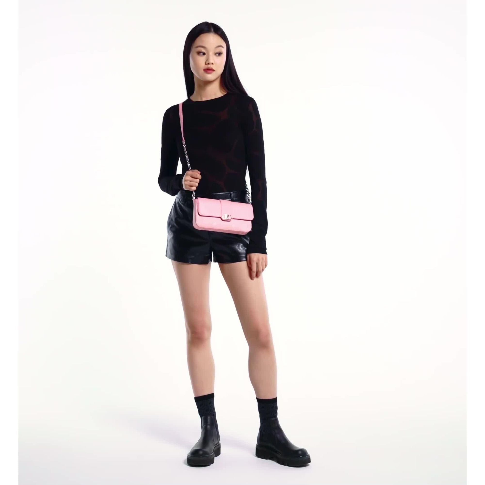 Women Mode Travia Shoulder Bag In Visetos Leather Mix - Blossom Pink Visetos