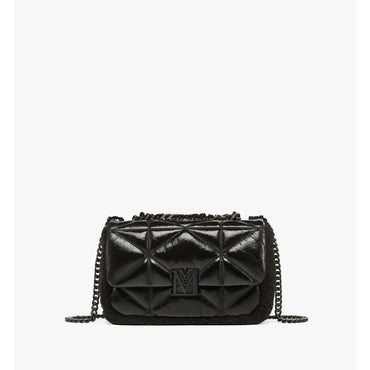 Women Travia Shearling Shoulder Bag in Cloud Quilted Leather - Black