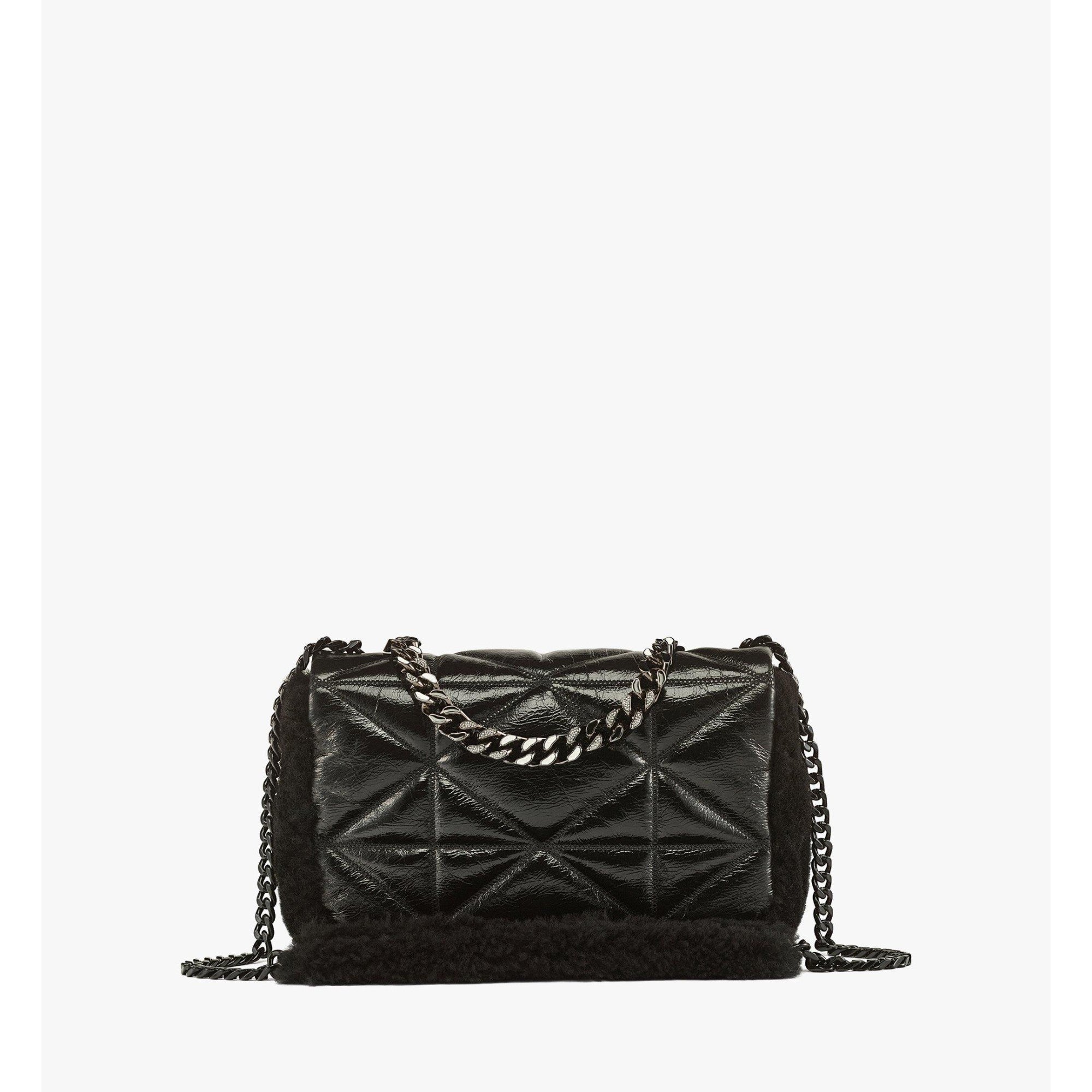 Women Travia Shearling Shoulder Bag in Cloud Quilted Leather - Black