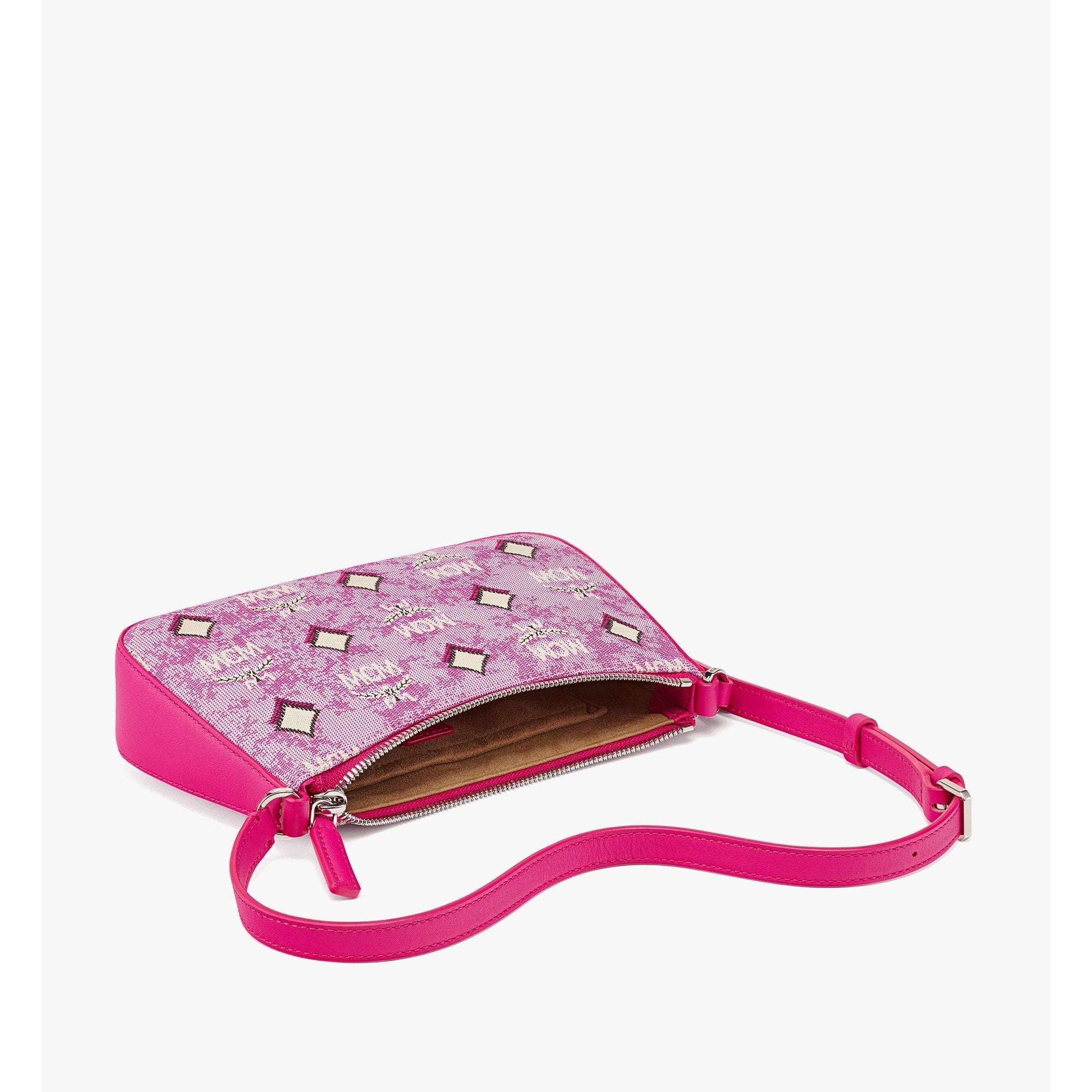 Women Aren Shoulder Bag In Vintage Monogram Jacquard - Pink