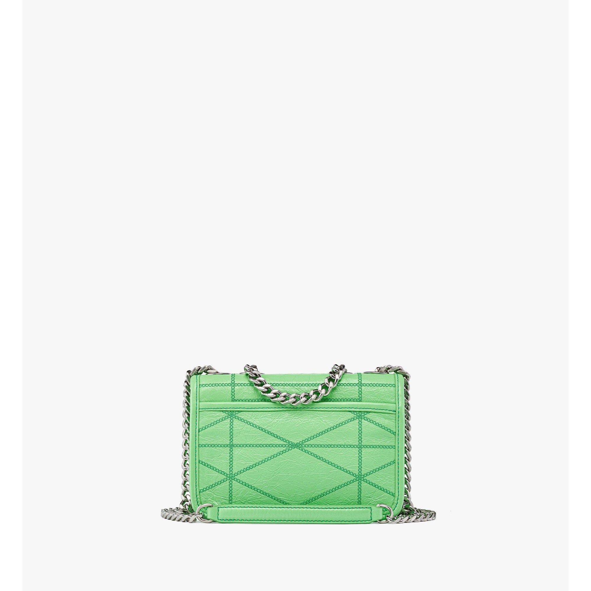 Women Travia Quilted Shoulder Bag in Crushed Leather - Summer Green