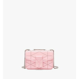 Women Travia Quilted Shoulder Bag in Crushed Leather - Powder Pink