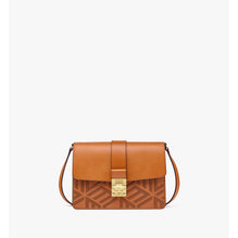 Women Tracy Shoulder Bag in Cubic Logo Leather - Cognac