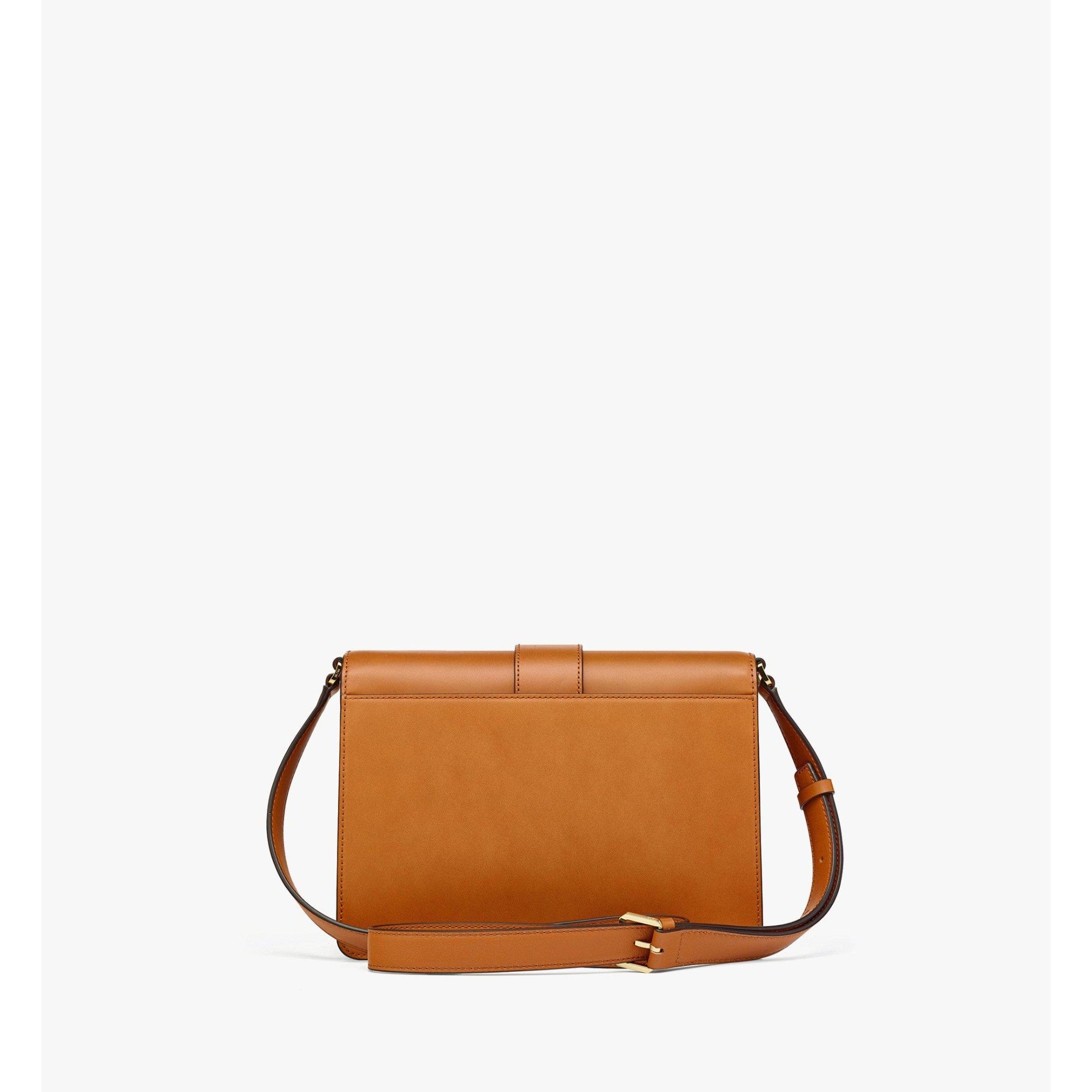 Women Tracy Shoulder Bag in Cubic Logo Leather - Cognac