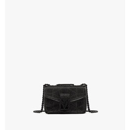 Women Travia Quilted Shoulder Bag in Crystal Satin Nylon - Black