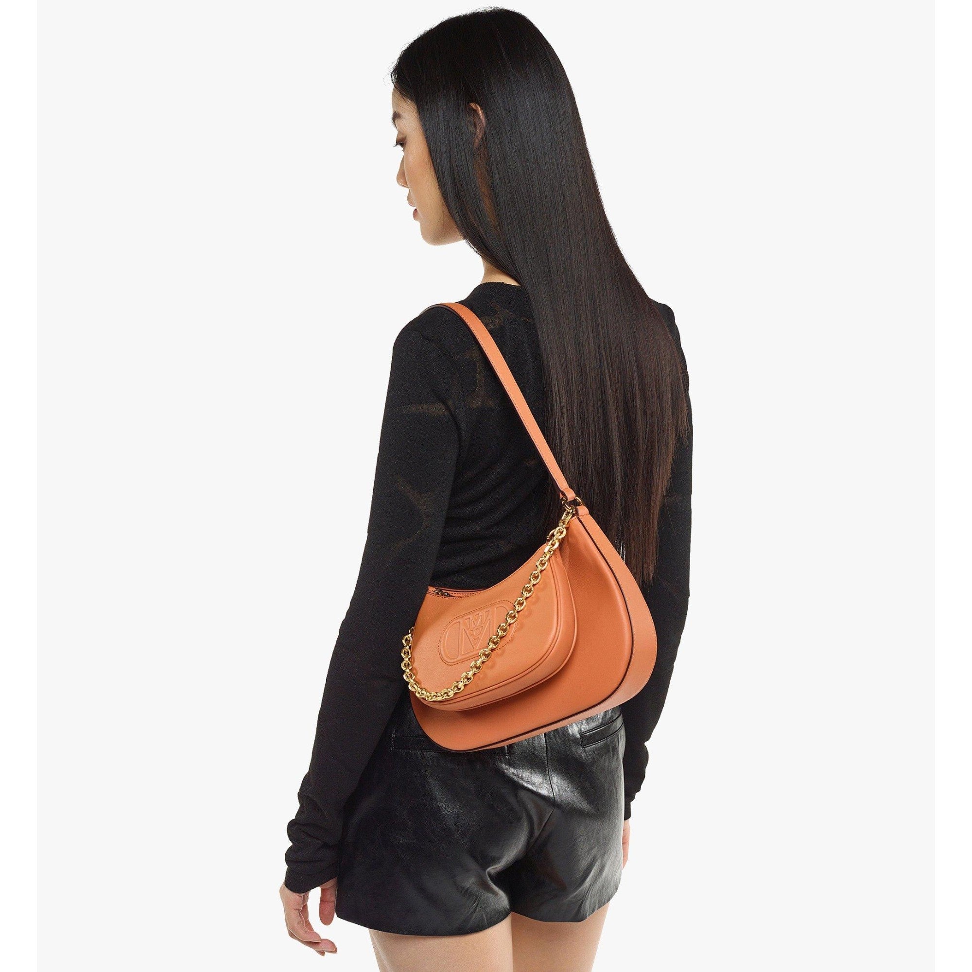 Women Mode Travia Shoulder Bag in Spanish Nappa Leather - Cognac