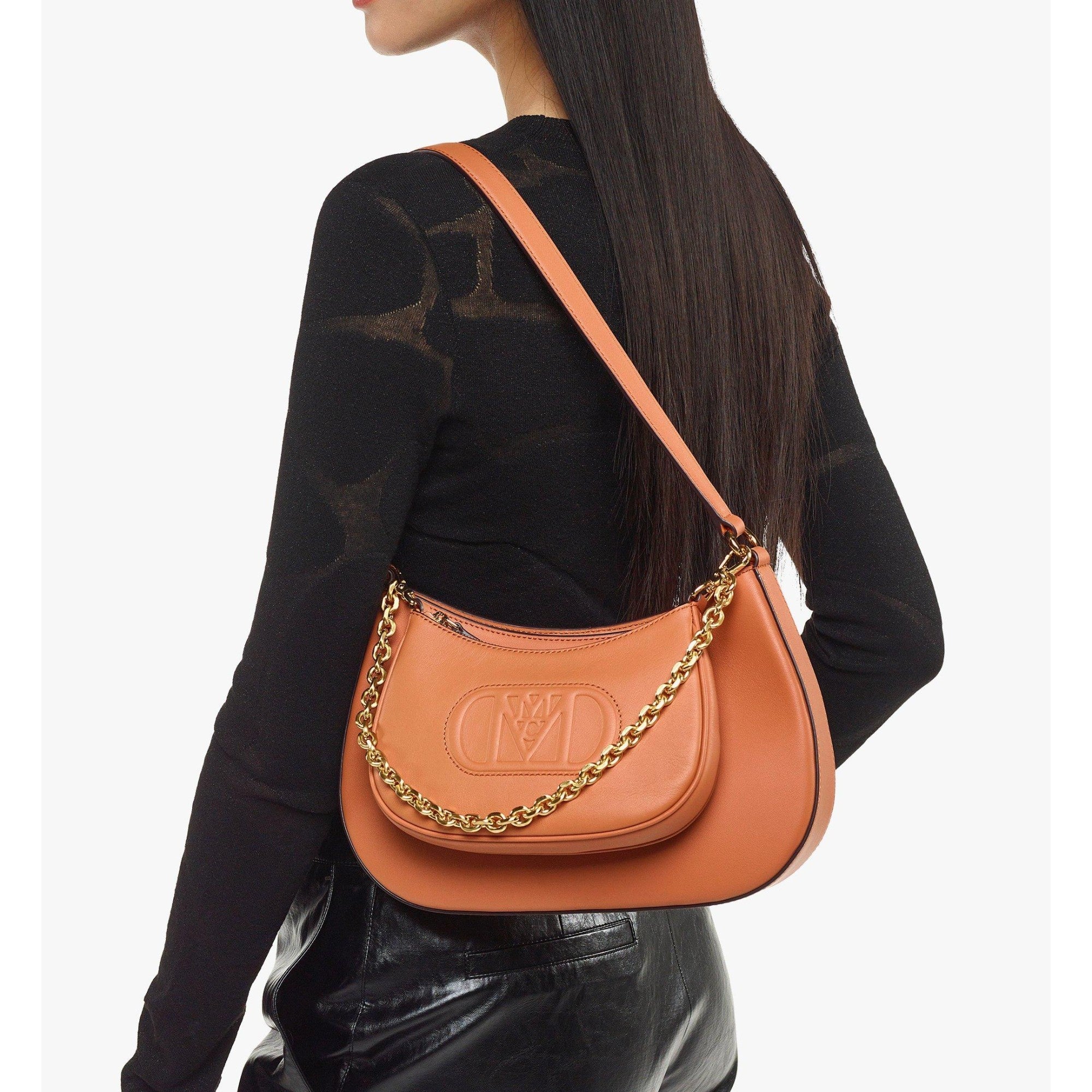 Women Mode Travia Shoulder Bag in Spanish Nappa Leather - Cognac