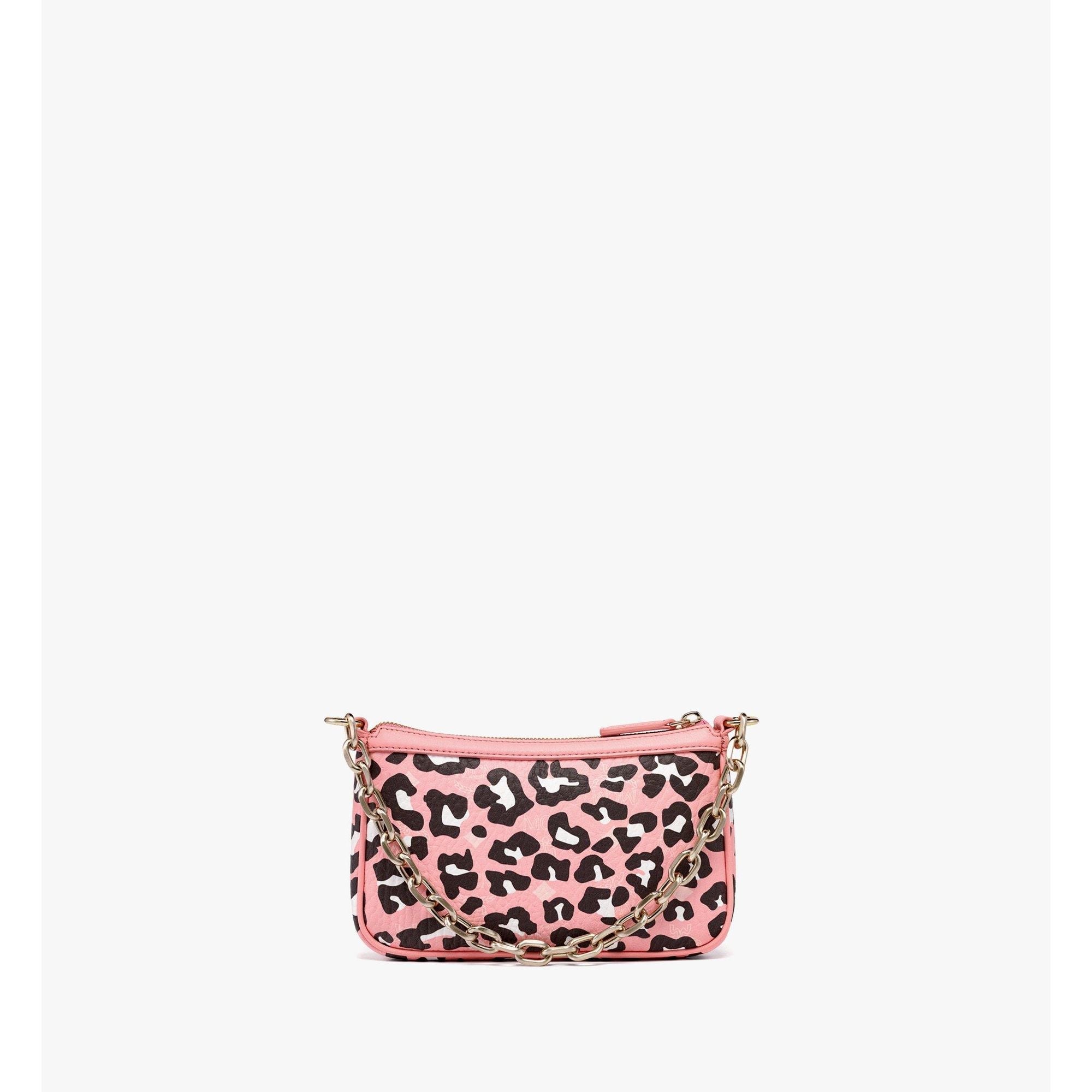 Women Aren Shoulder Bag In Leopard Visetos - Blossom Pink Visetos