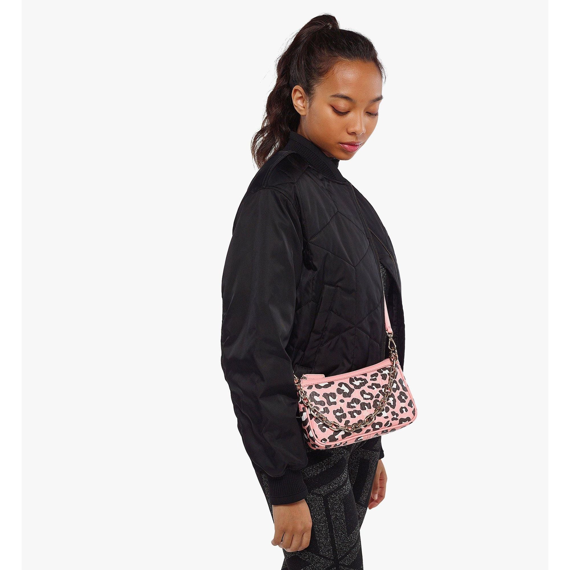 Women Aren Shoulder Bag In Leopard Visetos - Blossom Pink Visetos