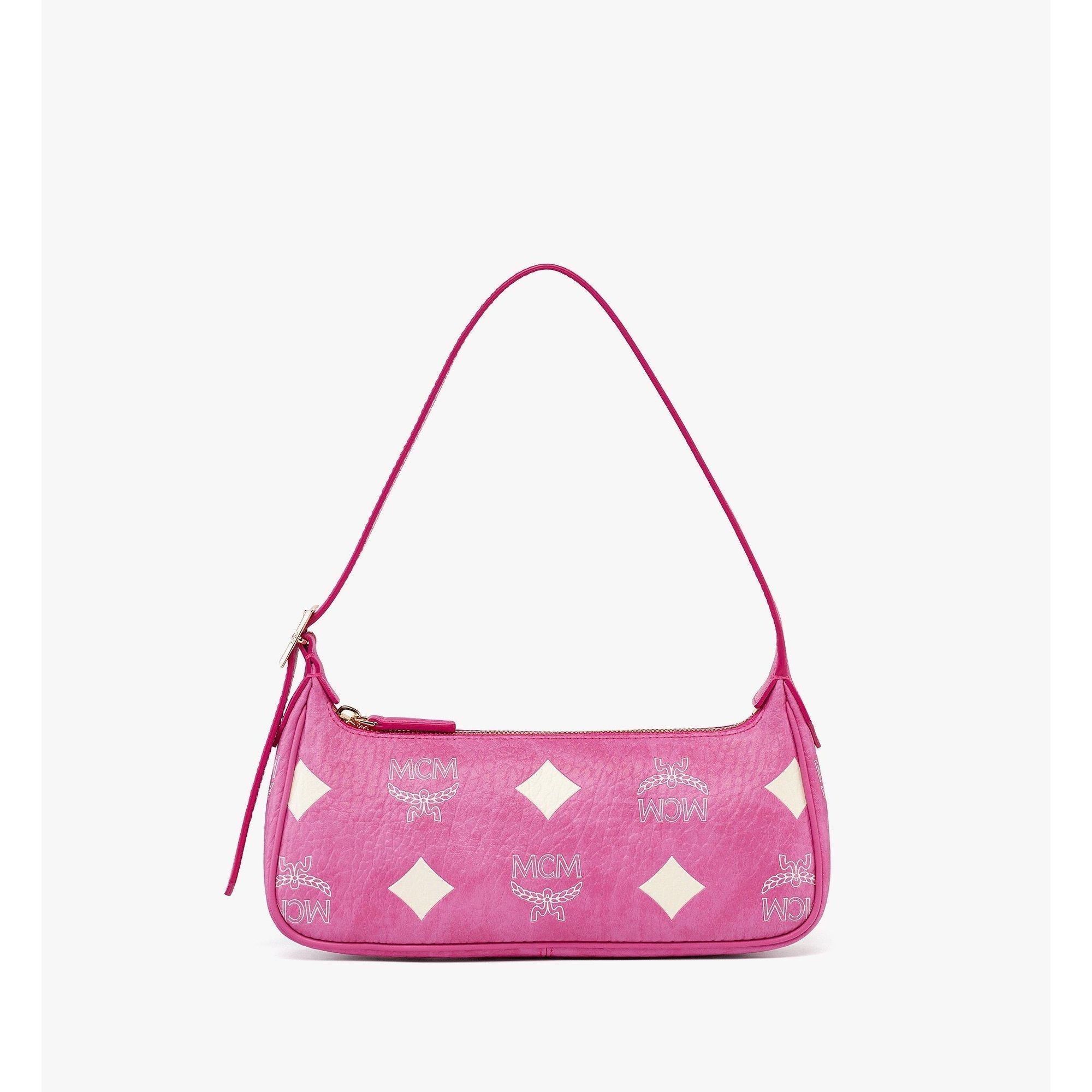 Women Aren Shoulder Bag In Maxi Visetos - Pink (egret)