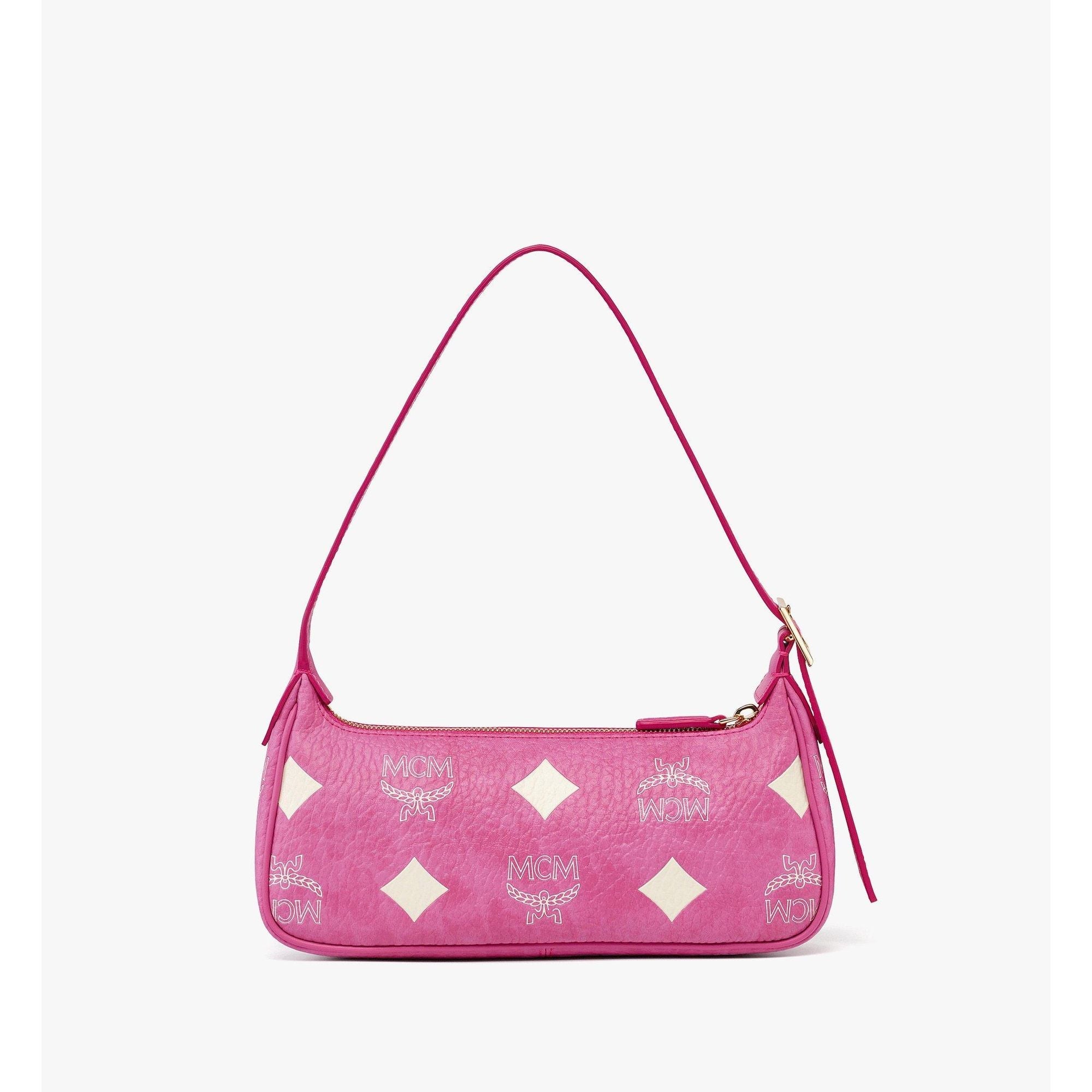 Women Aren Shoulder Bag In Maxi Visetos - Pink (egret)