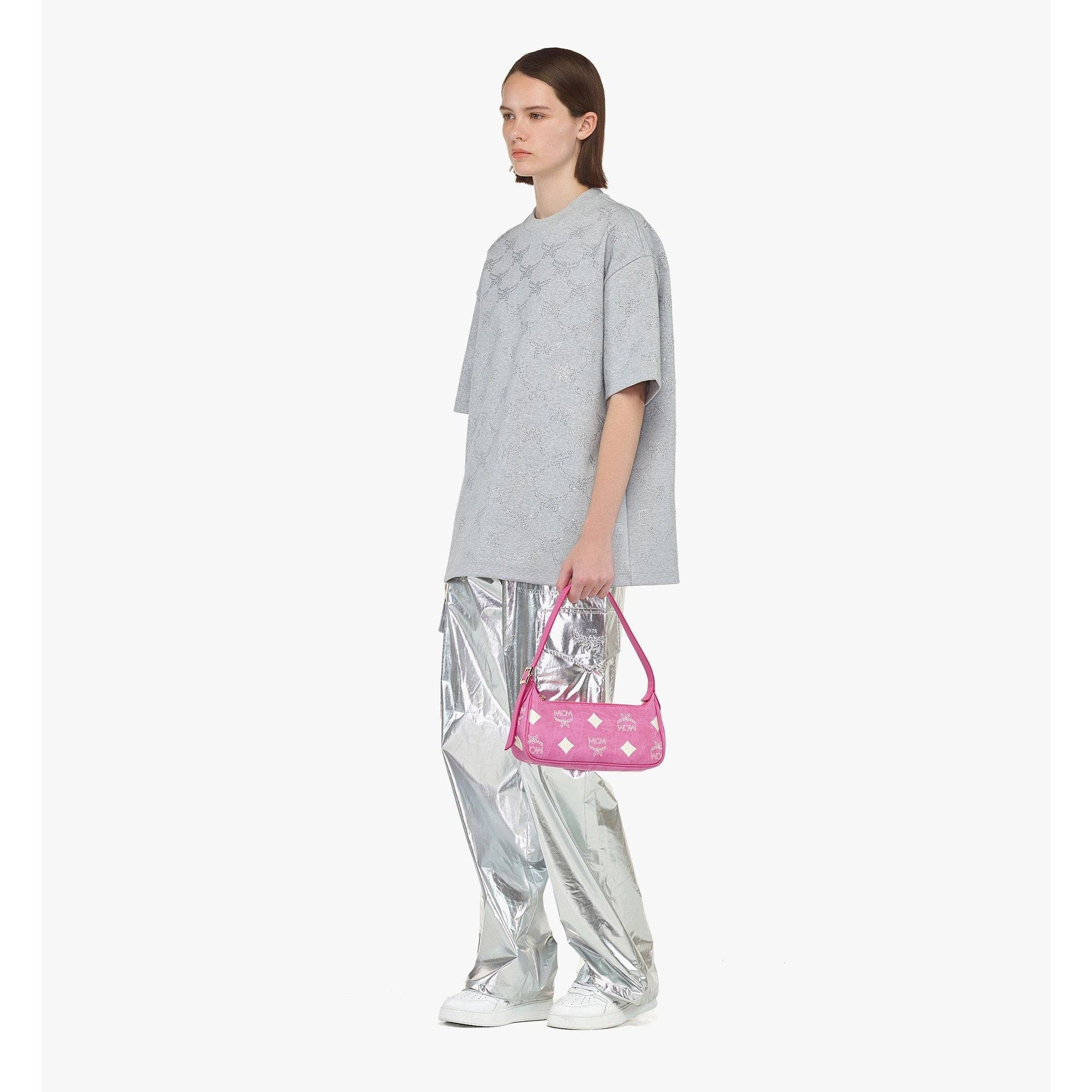 Women Aren Shoulder Bag In Maxi Visetos - Pink (egret)