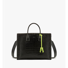 Women MŸnchenTote in Croco-Embossed Leather - Black