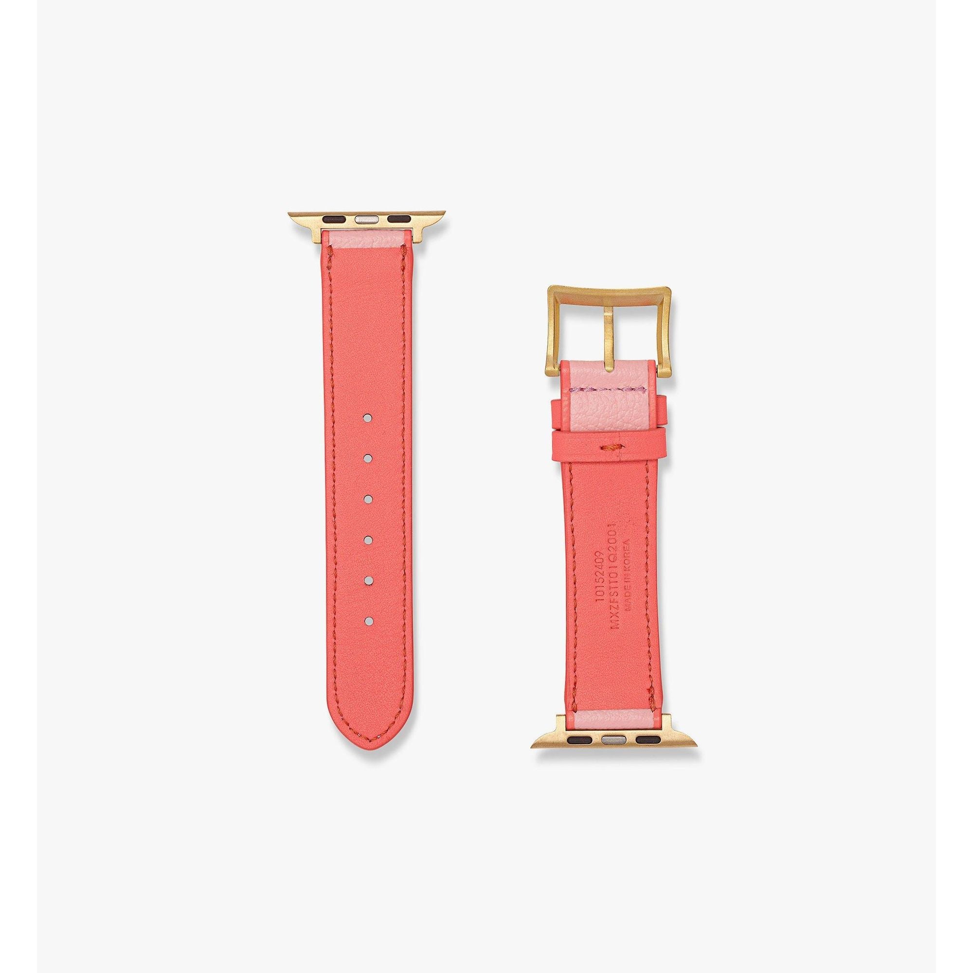 Men 42mm Apple Watch Band In Embossed Leather - Blush Pink