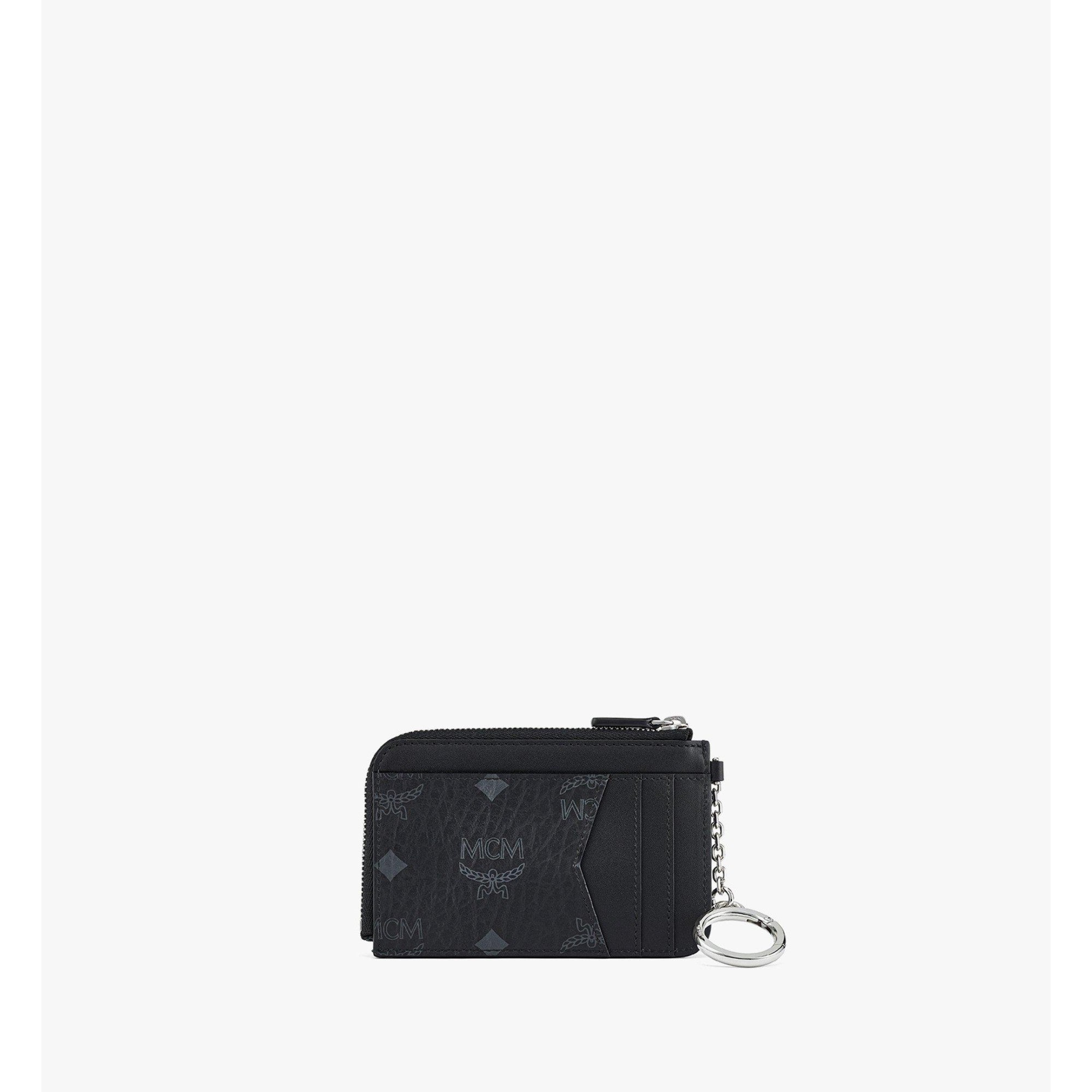 Women Tracy Zip Card Case in Visetos - Black