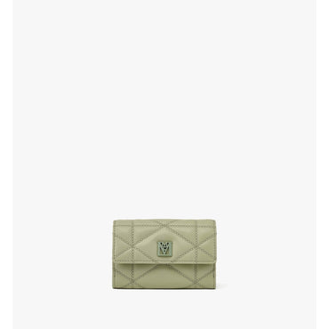 Women Travia Card Case in Cloud Quilted Leather - Alfalfa