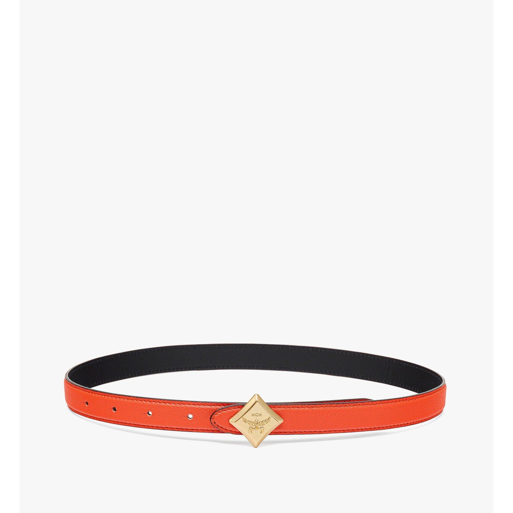 Women Reversible Diamond Logo Belt in Embossed Leather - Orangeade