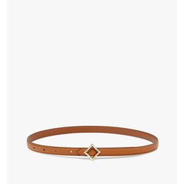 Women Reversible Diamond Buckle Belt in Nappa Leather - Cognac