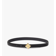 Women Reversible Diamond Logo Belt in Embossed Leather - Black