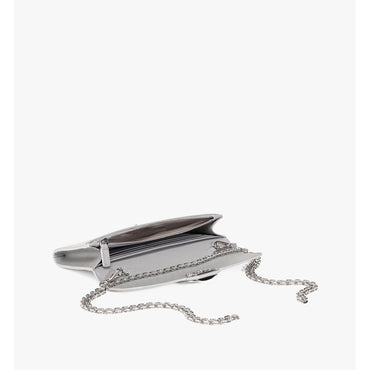 Women Mode Travia Wallet on Chain in Glitter Leather - Silver