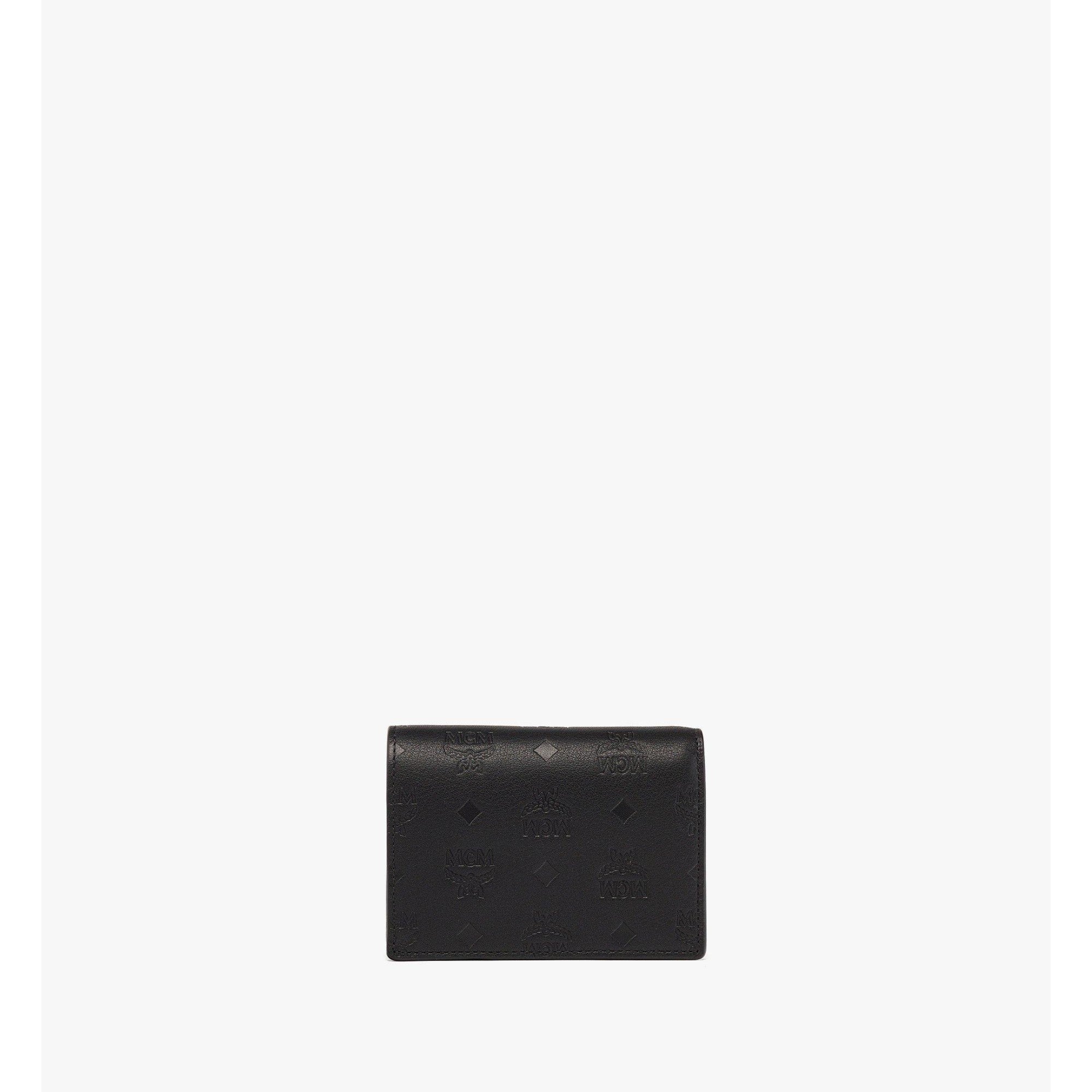 Women Aren Snap Wallet in Embossed Monogram Leather - Black