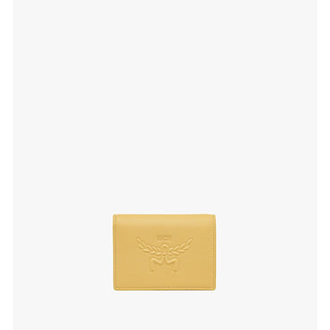 Women Himmel Snap Wallet in Embossed Logo Leather - Corn Yellow