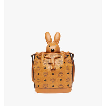 Women MCM Park Rabbit Drawstring Bag in Visetos - Cognac