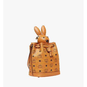 Women MCM Park Rabbit Drawstring Bag in Visetos - Cognac