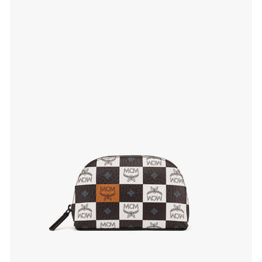 Women Aren Cosmetic Pouch in Checkerboard Visetos - Black & White