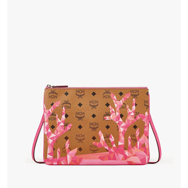 Women Aren Crossbody Pouch In Cubic Coral Visetos - Sangria Sunset