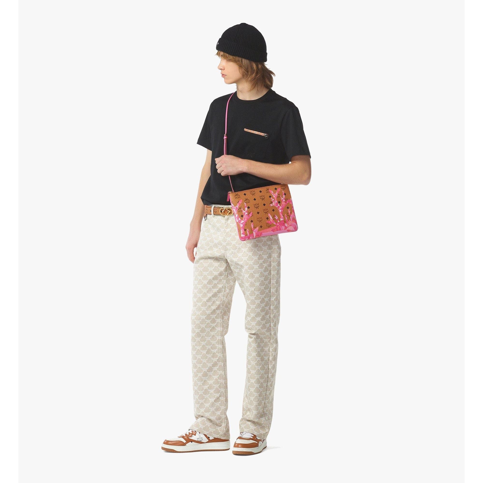 Women Aren Crossbody Pouch In Cubic Coral Visetos - Sangria Sunset