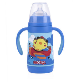 Nuby 3-in-1 Stainless Steel Feeding Cup/Bottle - Blue