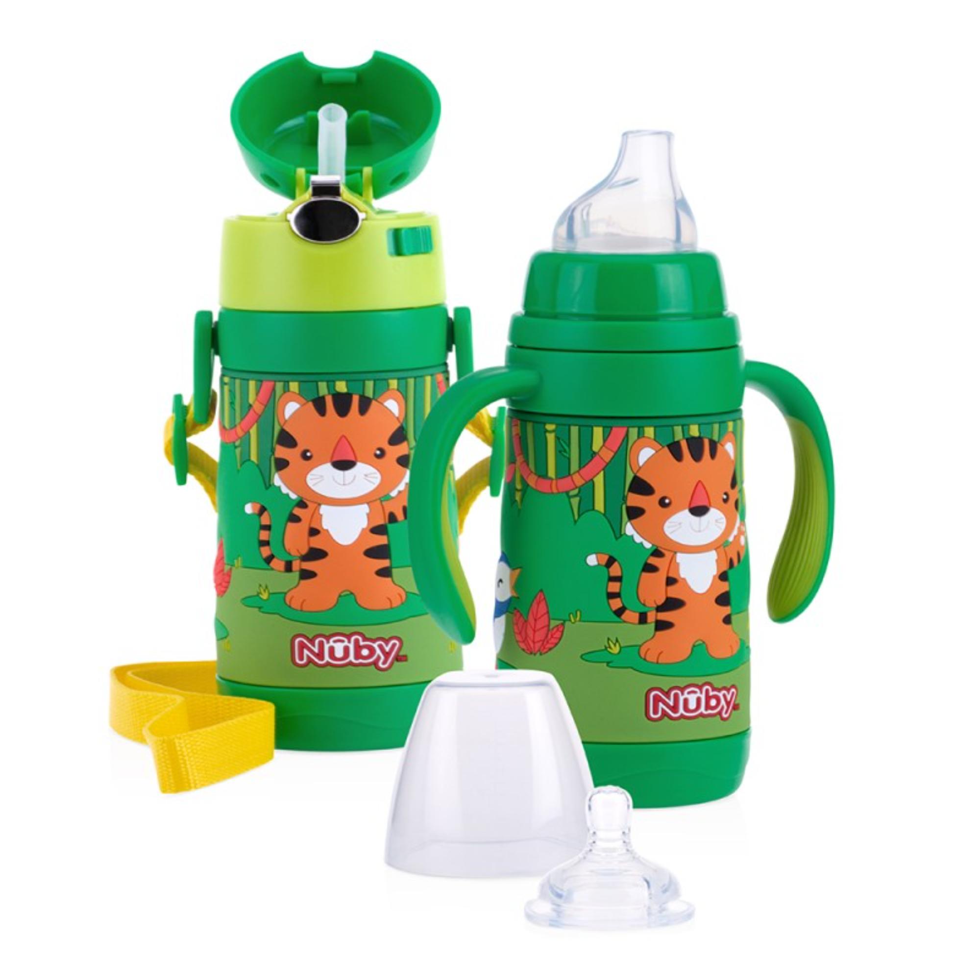 Nuby 3-in-1 Stainless Steel Feeding Cup/Bottle - Green